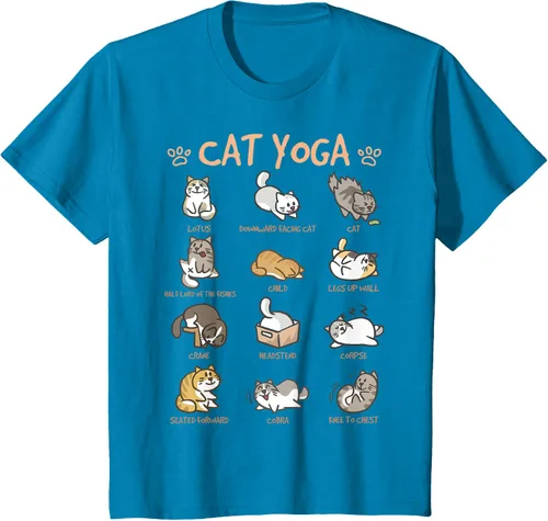 Vista 58 de Cat Yoga Poses Cats Practicing Mindfulness Meditación Kitten - Camiseta, Negro, S