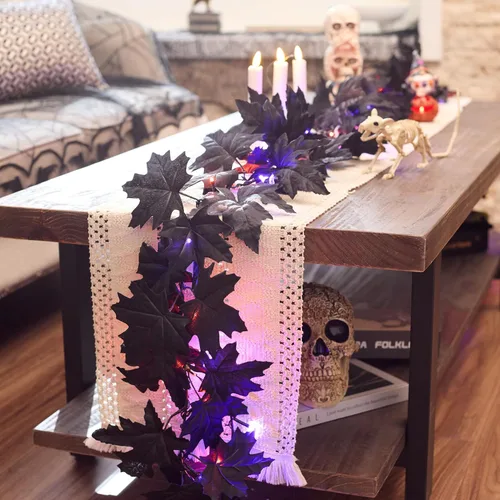 Vista 5 de Valery Madelyn Guirnalda de Halloween de 9 pies con luces para decoración