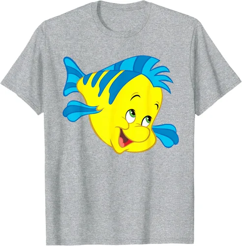 Vista 38 de Disney Camiseta de disfraz de cara grande de la Sirenita Flounder Sidekick