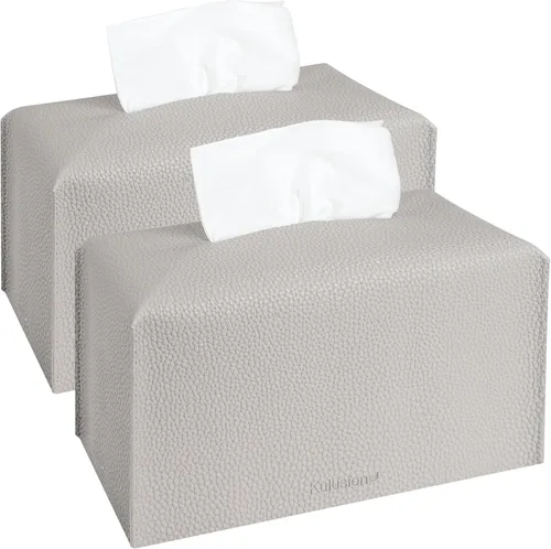 Vista 10 de 2 soportes para caja de pañuelos, cuadrado con cinturón inferior, cubierta de cubo de piel sintética, organizador decorativo para mesa, baño