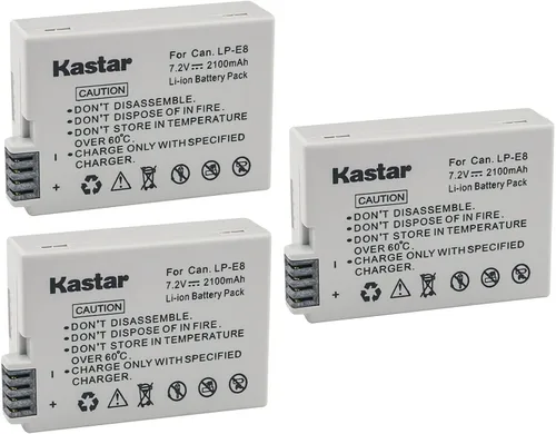 Vista 5 de Kastar Batería LPE8 (paquete de 1) compatible con Canon LP-E8, LC-E8E, BG-E8 y Canon EOS 550D, EOS 600D, EOS 700D, EOS Rebel T2i, EOS Rebel T3i, EOS