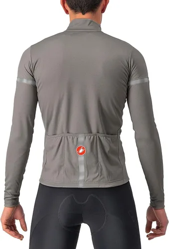 Vista 2 de Castelli Camiseta Fondo 2 FZ para hombre, manga larga con aislamiento polar, con cremallera y cuello alto para ciclismo de carretera y grava I