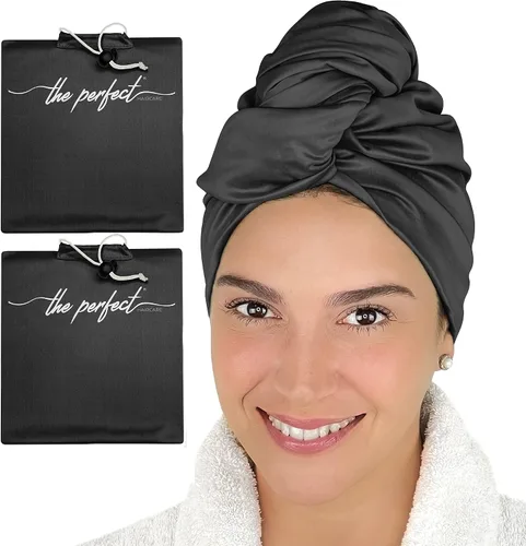 Vista 16 de Envoltorio de toalla de microfibra para el cabello para mujeres - Regalo y viaje - Suave como la seda - Cabello rizado, ondulado, liso para chicas