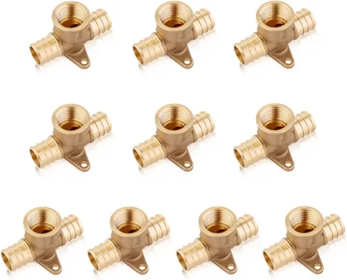 Vista 13 de EFIELD 1/2 "Pex x 1/2" Pex x 1/2" hembra NPT Drop-ear Tee, Latón Crimp Fitting, (PEX1807170)