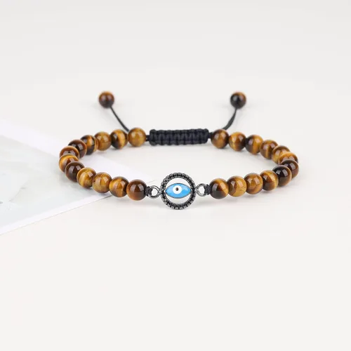Vista 4 de COAI Pulsera de mal de ojo con cuentas de piedra