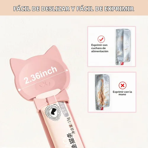 Vista 4 de PETPAWLOVELY-1 unidad Cuchara para Golosinas de Gatos con Exprimidor, Cuchara Dispensadora de Tiras para Gatos, Cuchara Dispensadora Multifunción 1