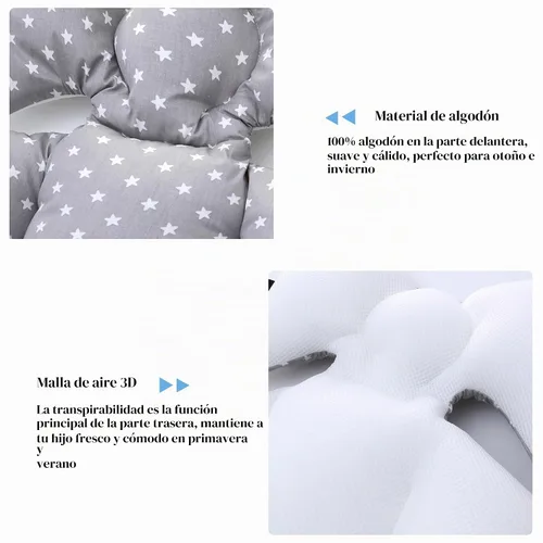 Vista 5 de Forro de asiento de bebé para cochecito, suave y transpirable, cojín universal de malla de aire 3D de algodón para cochecito de bebé