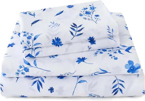 Vista 68 de Yibeizi - Juego de sábanas con estampado floral para cama de tamaño queen, sábanas de microfibra con patrón botánico boho, fundas para almohada