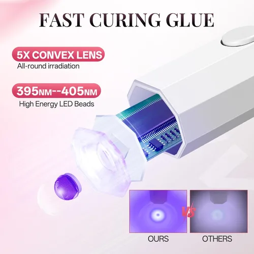 Vista 6 de krofaue Luz UV para uñas con soporte, lámpara UV recargable inalámbrica con pantalla digital, 2 temporizadores, curación flash manos libres
