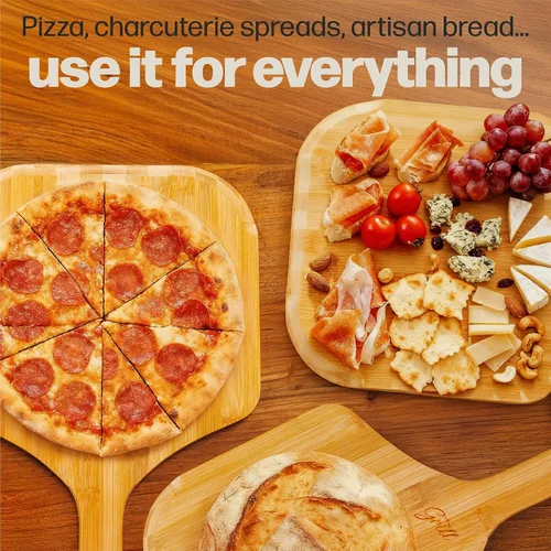 Vista 9 de Hans Grill - Pala de madera de bambú para pizza, paleta de 12 pulgadas para horno
