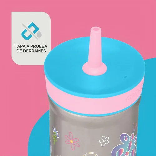 Vista 3 de Contigo Leighton - Vaso con pajita para niños con tapa a prueba de derrames, 12 onzas, Frambuesa/Azalea Spill-Proof Valve, Keeps Drinks Cold 13 Tapa