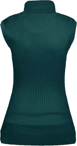 Vista 2 de v28 - Suéter elástico y tejido, con cuello alto y sin mangas para mujer