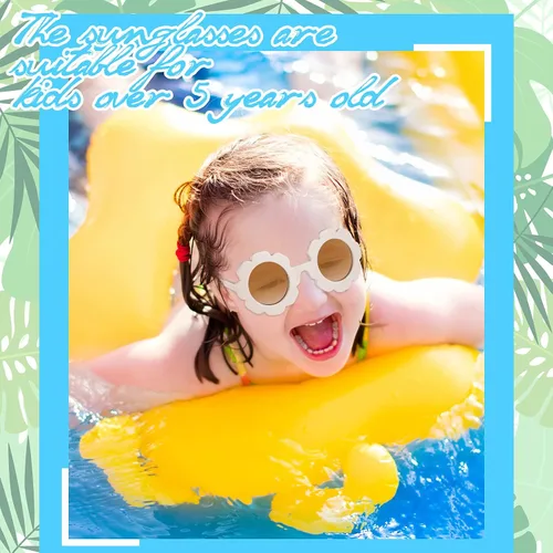 Vista 3 de Frienda 6 gafas de sol redondas de flores para niñas, lindas gafas de playa al aire libre para niños