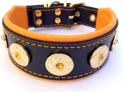 Vista 10 de Bestia Bijou - Collar de cuero para perro, collar de perro suave de 2 pulgadas de ancho con cojín ortopédico para mayor durabilidad y comodidad