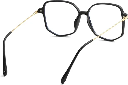 Vista 7 de Teumire Lentes cuadrados de gran tamaño con bloqueo de luz azul para mujeres y hombres, ultraligeros a la moda, marcos nerd, lentes transparentes