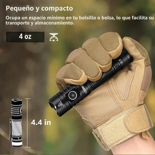Vista 3 de Linterna de bolsillo recargable con luz LED – Sofirn SR12 pequeñas linternas potentes, luz EDC brillante, linterna magnética de 1300 pies de largo