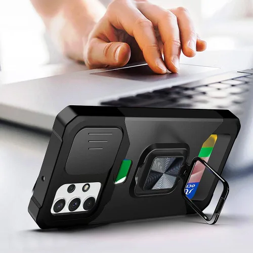 Vista 2 de Funda para teléfono Samsung Galaxy A32 5G con protector de pantalla, soporte para tarjetas, soporte de soporte, resistente, delgada, a prueba