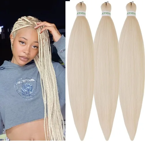Vista 110 de Cabello trenzado para niños preestirado de 16 pulgadas, color negro para niños, trenzas sin nudos