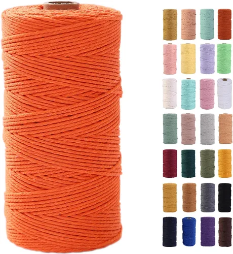 Vista 11 de Cuerda de macramé azul aire de 0.079 in x 220 yardas, cuerda de algodón colorido de algodón suave para colgar en la pared, colgadores de plantas