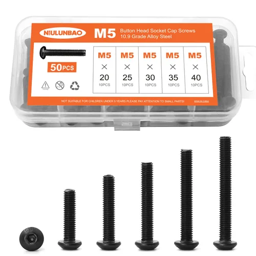 Vista 18 de Tornillos de cabeza de botón M3 x 6 mm, 8 mm, 10 mm, 12 mm, 16 mm, tornillos de cabeza de botón, acero de aleación de grado 10.9, acabado de óxido