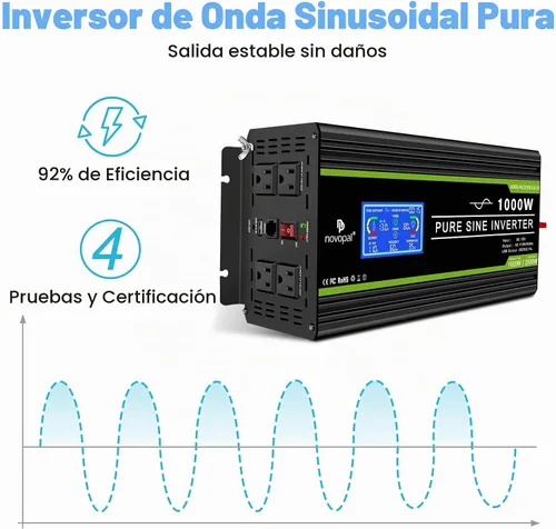 Vista 4 de Novopal Inversor de corriente de onda sinusoidal pura de 1000 W, convertidor de corriente de 12 V CC a 110 V/120 V CA, 4 salidas de CA, inversor