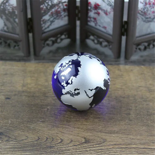 Vista 3 de Mármoles de cristal Globo de la Tierra Mapa del mundo Cristales de cuarzo Esfera Terrario Escritorio Adornos Náutica Decoración del Hogar... (Plata)
