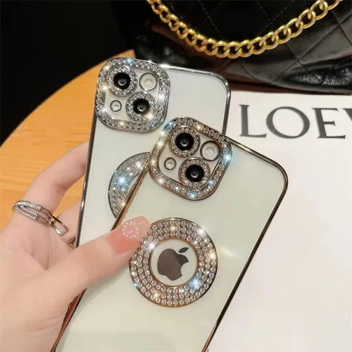Vista 3 de Casechics - Funda compatible con iPhone 11, Diamend Rhinostone, color negro