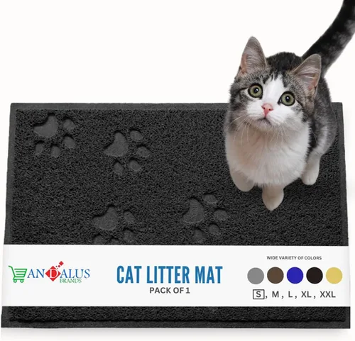 Vista 35 de Andalus Tapete Pequeño para Arena de Gatos, Paquete de 2 - Impermeable, Antideslizante y Fácil de Limpiar, Tapete para Caja de Arena de Gatos
