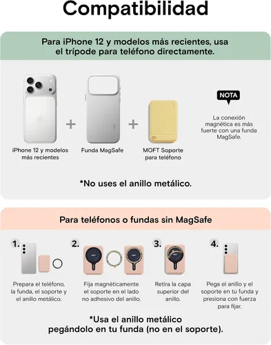 Vista 9 de MOFT MOVAS - Billetera con trípode para teléfono, 3 en 1, soporte magnético compatible con NFC, soporte para tarjetas ajustable de cuero vegano