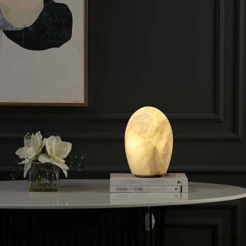 Vista 7 de Lámpara de piedra de calcita natural, cristal sólido de 15 libras (15.4 lbs), lámpara de mesa única hecha a mano, brillo cálido y regulable