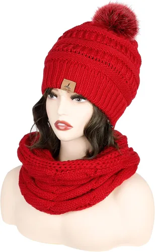 Vista 7 de Winter Hat Scarf Gloves and Ear Warmer, Warm Knit Beanie Hat Touch Screen Gloves Set Winter Gifts Neck Scarves for Women