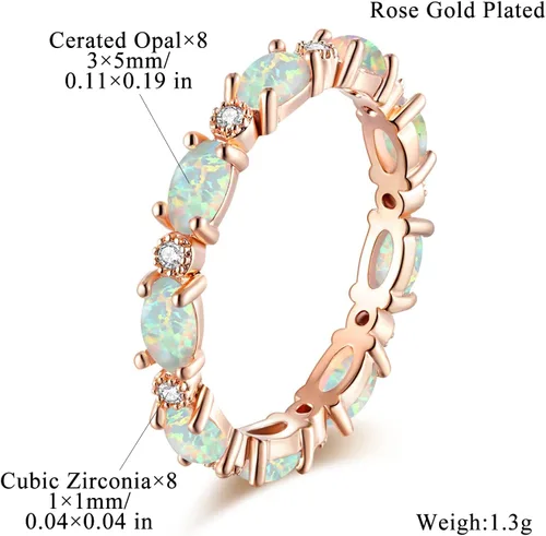Vista 3 de CiNily Anillos de oro chapados en oro de 14 quilates, anillos de ópalo creado para mujer, compromiso Boda Anillos de compromiso de eternidad