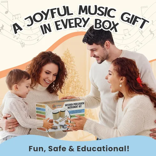 Vista 7 de Juego de batería e instrumentos musicales para niños a partir de 3 años con tambor Bongo Montessori - Juego de instrumentos de percusión de madera