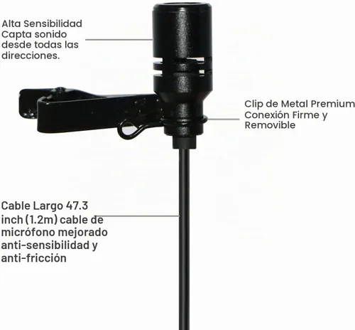 Vista 6 de WinBridge - Micrófono de solapa con clip para amplificador de voz