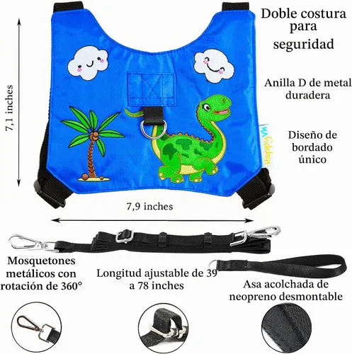 Vista 4 de HappyVk Arnés de correa para niños pequeños Azul