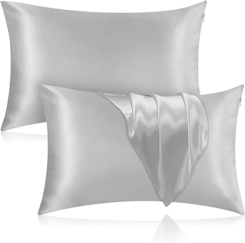 Vista 10 de Funda de almohada de seda para cabello y piel, paquete de 2 fundas de almohada 100% seda de morera 25 momme, 600 hilos, fundas de almohada de seda