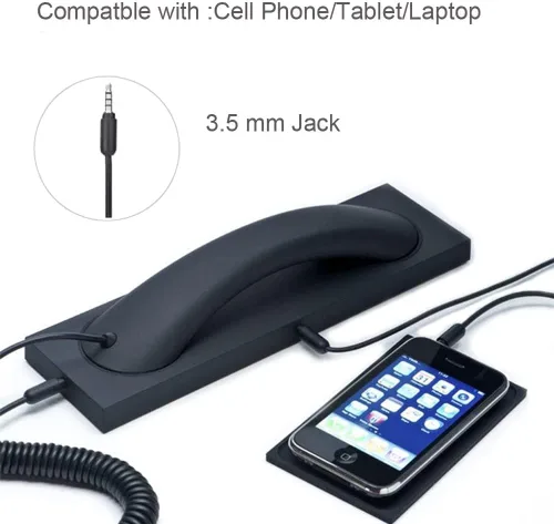 Vista 2 de Receptores de auriculares de teléfono retro, enchufe de micrófono de 0.138 in, para teléfono celular, tableta, laptop, auriculares con botón