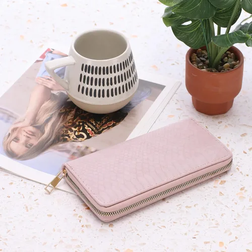Vista 4 de Cartera de embrague para mujer, billetera sintética de piel de serpiente, ligera, cartera para mujer, monederos de mano para mujer, tarjetero