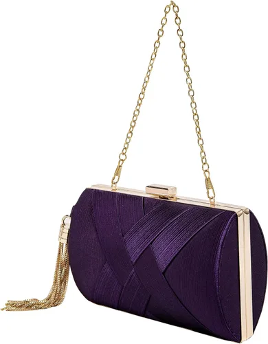 Vista 2 de Elegante bolso de mano con colgante de borla para mujer, bolso de mano de seda para novia, boda, baile de graduación, fiesta nocturna
