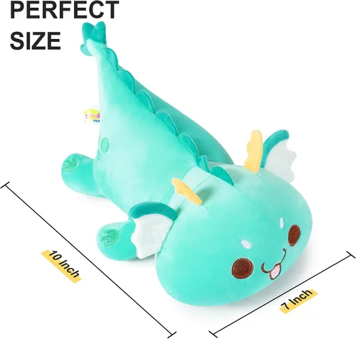Vista 6 de Onsoyours Peluche de dragón gordito, adorable almohada de felpa suave para abrazar, lindo juguete de peluche Kawaii para niños