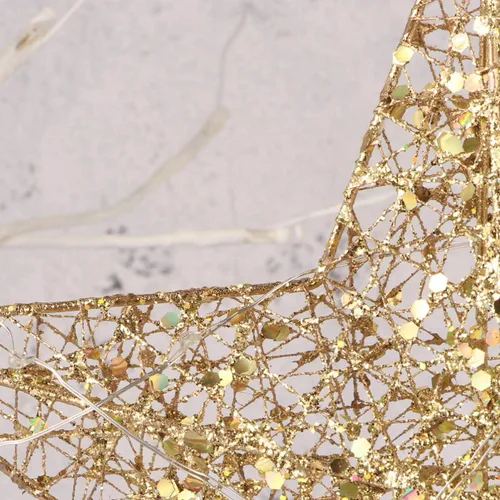 Vista 8 de STOBOK Adorno de estrella para árbol de Navidad con luces, dorado (Oro 1)