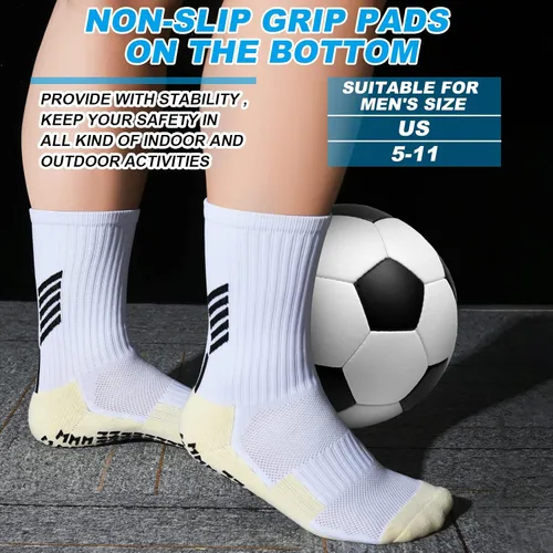 Vista 2 de Jspupifip Calcetines de fútbol antideslizantes, calcetines de fútbol antiampollas, calcetines deportivos con agarre deportivo para hombres, mujeres