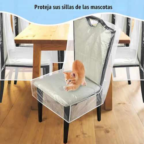 Vista 4 de Fundas para sillas de comedor, protectores impermeables para sillas de cocina, protector de asiento de silla de plástico transparente, mantén tu