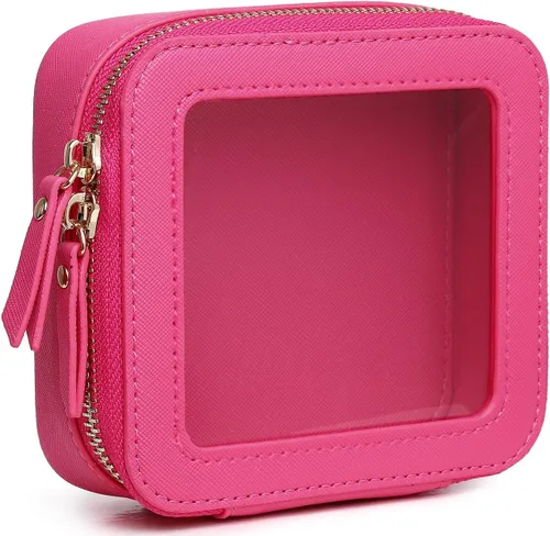 Vista 19 de Pinkmik Pequeña bolsa de maquillaje, mini estuche transparente para maquillaje y neceser con cremallera, organizador de bolsos para mujer