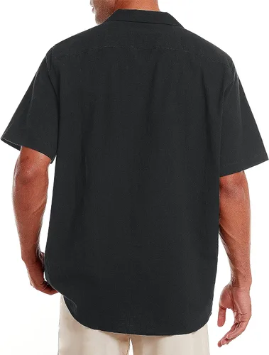 Vista 2 de Alimens & Gentle Mens Line Shirt Regular Fit Short Sleeve Hawaiian Button Down Shirt