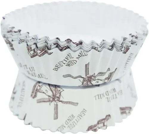 Vista 6 de Taza de papel antiadherente desechable con volantes y forma redonda, paquete de 100 (3.5 pulgadas)