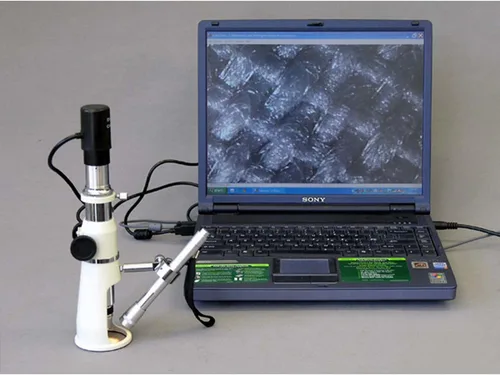 Vista 6 de AmScope Microscopio de medición de soporte de mano H50, aumento de 50x, campo de visión de 0.669 in, incluye luz de bolígrafo