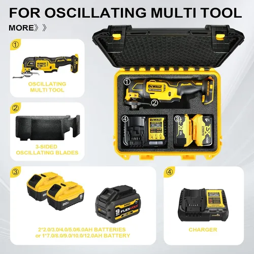 Vista 3 de Funda para Dewalt Multiherramienta oscilante: Estuche rígido de transporte organizador Caja de herramientas para Dewalt 20V Max Multiherramienta
