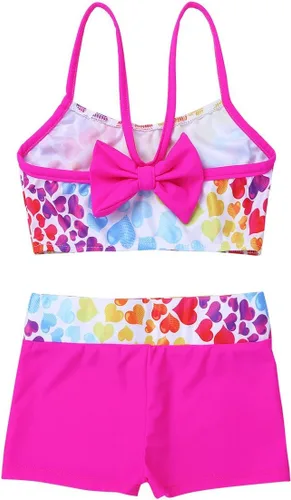 Vista 2 de iiniim - Conjunto de 2 piezas de ropa deportiva de danza para niños y niñas con pantalones cortos
