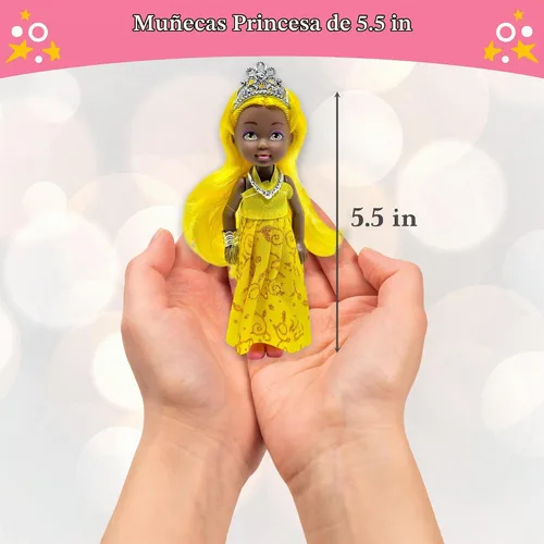 Vista 5 de Set de Muñecas Pequeñas con Mini Muñecas de Princesa para Niñas – Muñecas de Juguete de Princesa para Casa de Muñecas – Figuras Mini de Princesa
